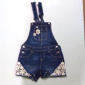 Girls Denim Overall Suspender Shorts